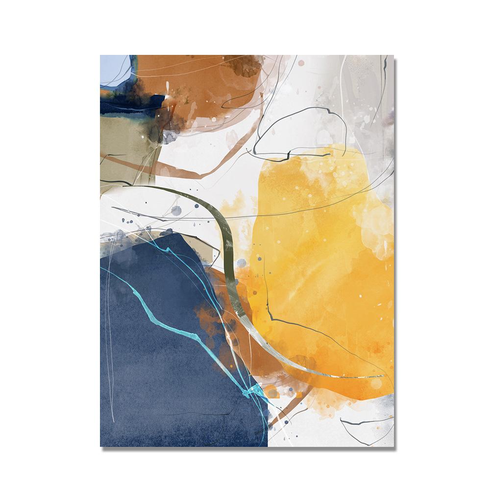 Painting Nordic Abstract Wall Art Pictures for Living Room Home Decor Unframed 3PCS Frameless Watercolor Geometric Canvas