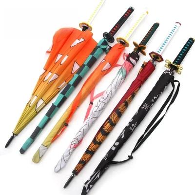 Demon Slayer Katana Umbrella Kimetsu No Yaiba Tanjirou Shinobu Ninja Sabre Parasol Samurai Sword Handle Anime Umbrella Parasol