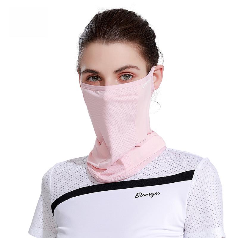 Women's Summer Cycling Sun Protection Ice Silk Mask with Ear Loops and Neck Coverage - XTJ27
