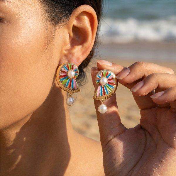 Bohemia Ocean Style Red Coral Branch Stud Earrings for Women Trendy Irregular Exaggerated Coral Earring Beach Party Jewelry Gift