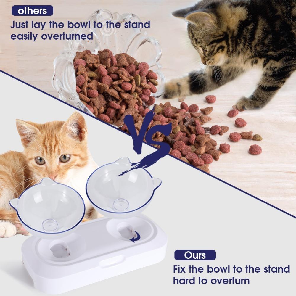 Transparent Elevated Cat Food Bowls 15 Degree Tilted Cat Ear Bowls Tilted Cat Bowls Home Use