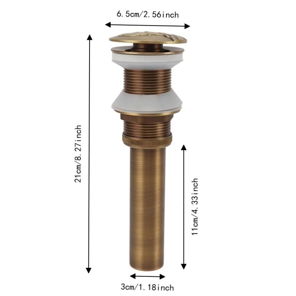Push Bounce Drain Stopper Brass Sink Drain Elegant Basin Drain Filter Bathroom Vanity