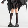 Summer Thin Silk Solid Over the Calf Socks for Womens Japanese Style JK Diamond Striped Pattern Student Long Stockings