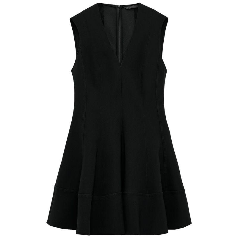 Zaprha 2025 New Arrival Wave Wide Swing V Neck Short Sleeveless Dress Waist Skimming Small Black Dress 2344188