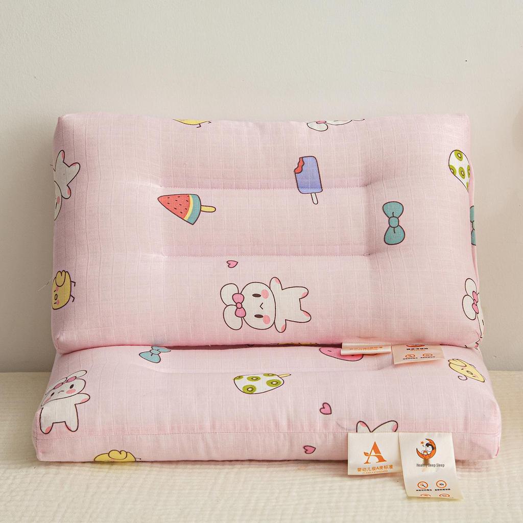 Children's Double Layer Cotton Cartoon Pillow, Ideal for Kindergarten Naps and Neck Support.