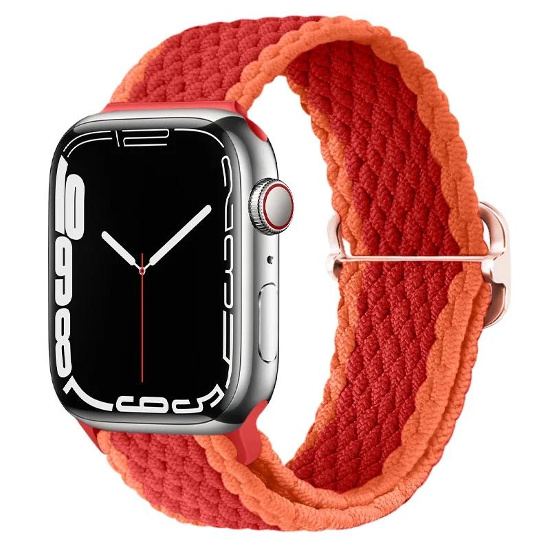Geflochtener Solo Loop für Apple Watch 10 Band 42 mm 46 mm 45 mm 44 mm 40 mm 9 8 7 6 5 4 SE 2 Verstellbares elastisches iWatch Ultra Nylonband