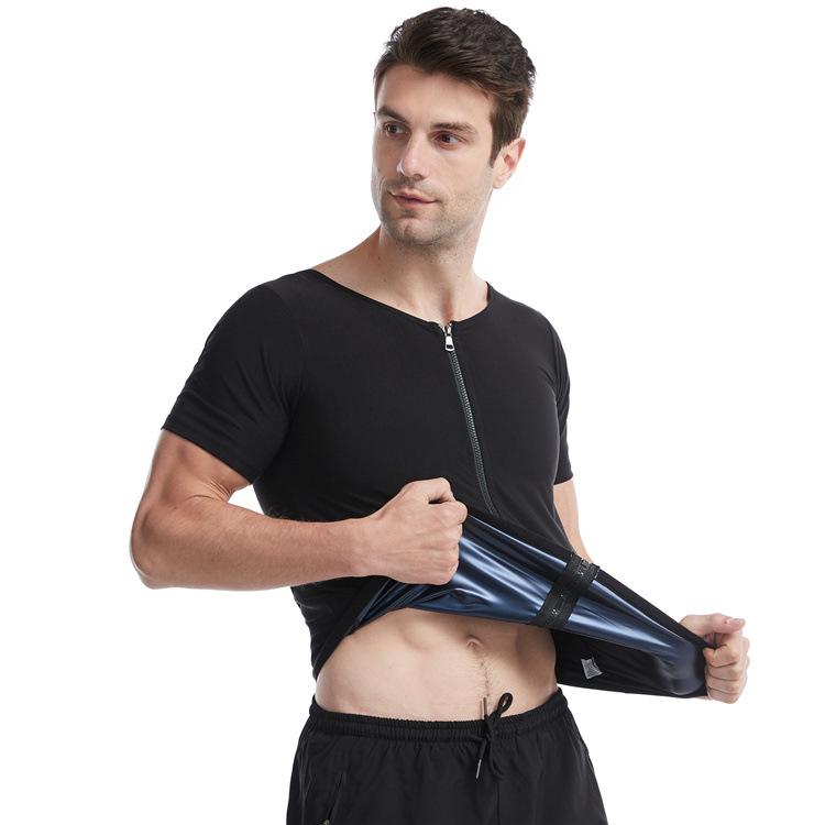 Men's Plus Size Fitness Shapewear Sweat-Inducing Short Sleeve Bodysuit