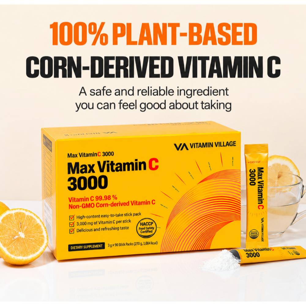 [vitamin village] Max Vitamin C 3000 Powder, 90 packets, 3 months supply / Korean Vitamin C Powder