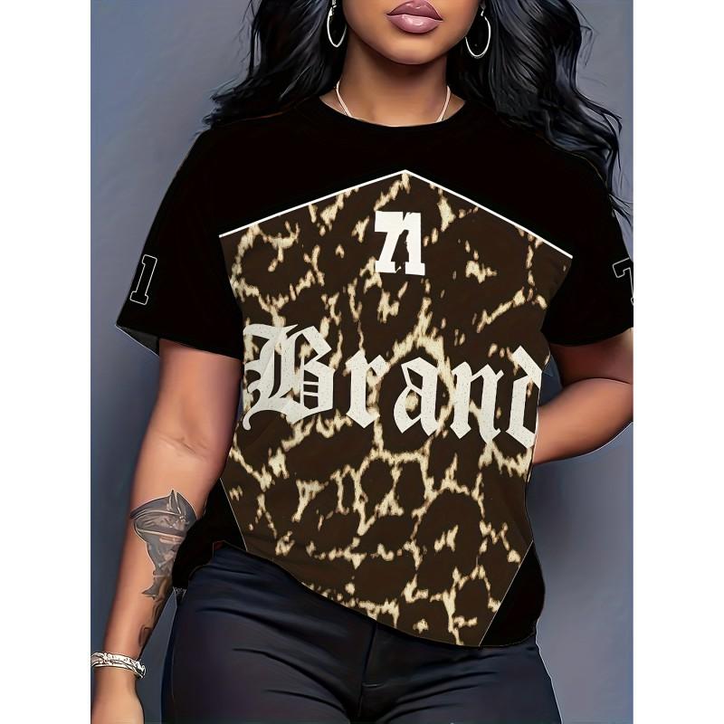 Comfortable Loose Fit Cotton Blend Crew Neck Short Sleeve Tee With 3D Print Design Women 2025