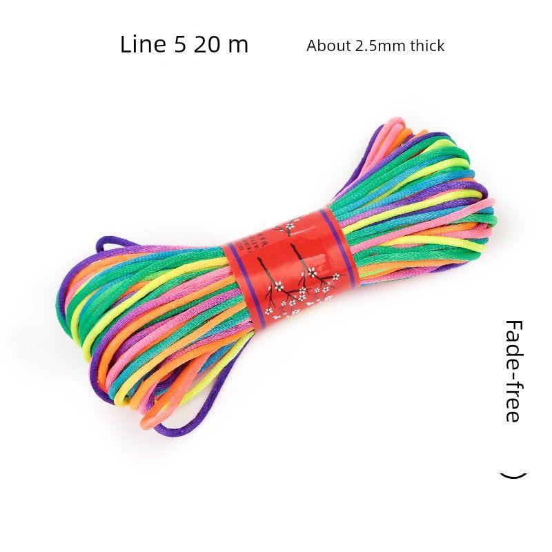 

Праздник Драконьих лодок Цветная веревка Радужная линия Ручная плетеная веревка Браслет Браслет Веревка с бусинами Нет. 5 линий 7 Djy материал Line 5 Color 20 meters without fading