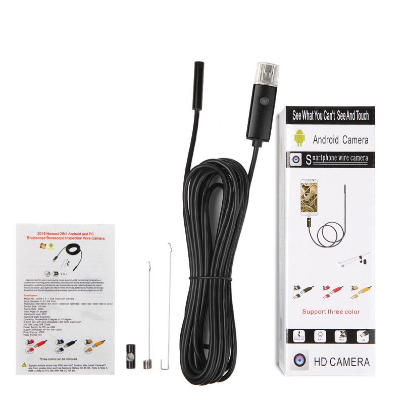2 In 1 HD Waterproof 6LEDs 7/8mm Micro USB Android Endoscope Inspection Camera