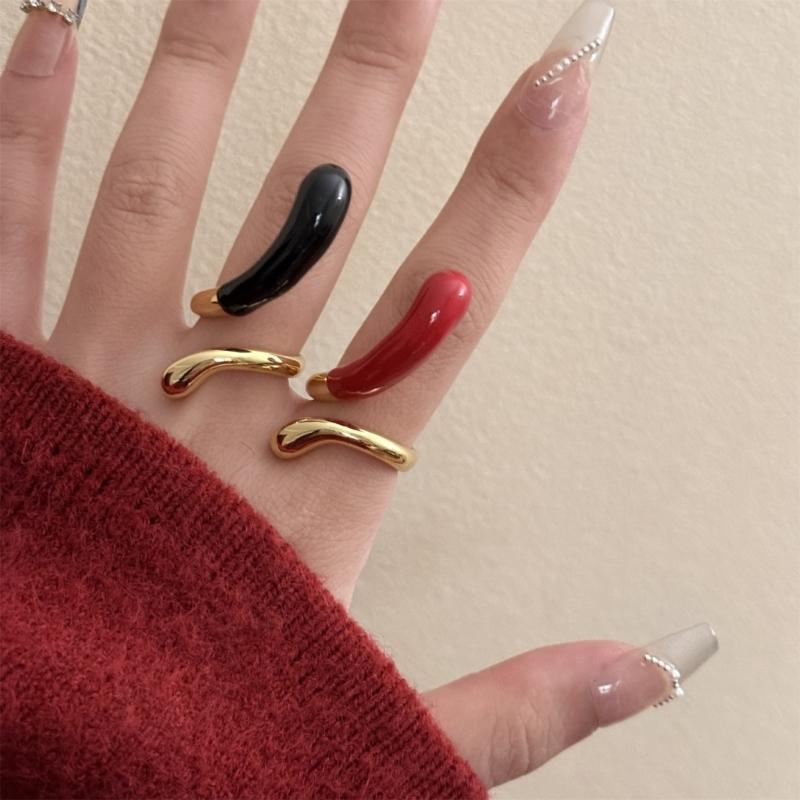 Unregelmäßiger Wassertropfen Offener Ring für Damen Verstellbarer Gebogener Öffnungs-Fingerring Zubehör Einzigartiges Festival-Accessoire
