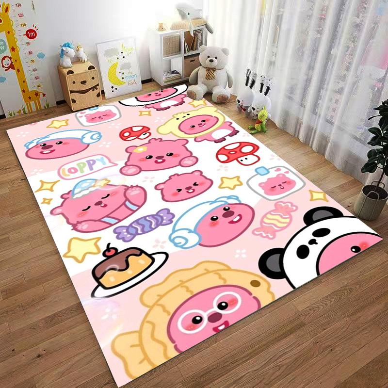 Cute Cartoon Pink Bear Panda Pattern Carpet for Bedroom Decor Kids Suitable for Use As an Anti-slip for Living Room Bedroom Sofas