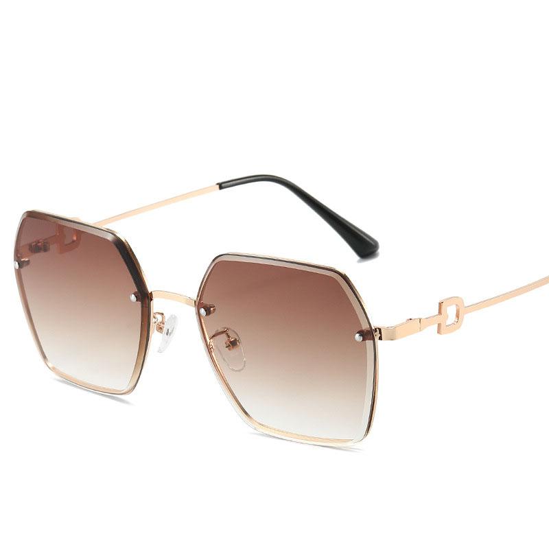 Fashion Trendy Sunglasses Women Rimless Cut Edge Polygon Shape Sun glasses for Women UV400 Protection Outdoor Sunglasses