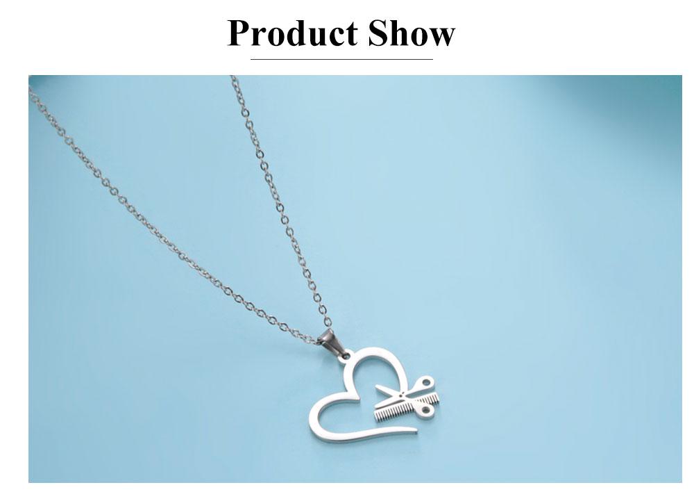 Cazador Hair Stylist Pendant Scissors Comb Chain Necklaces Stainless Steel Necklace Punk Trendy Jewelry for Women Birthday Gift