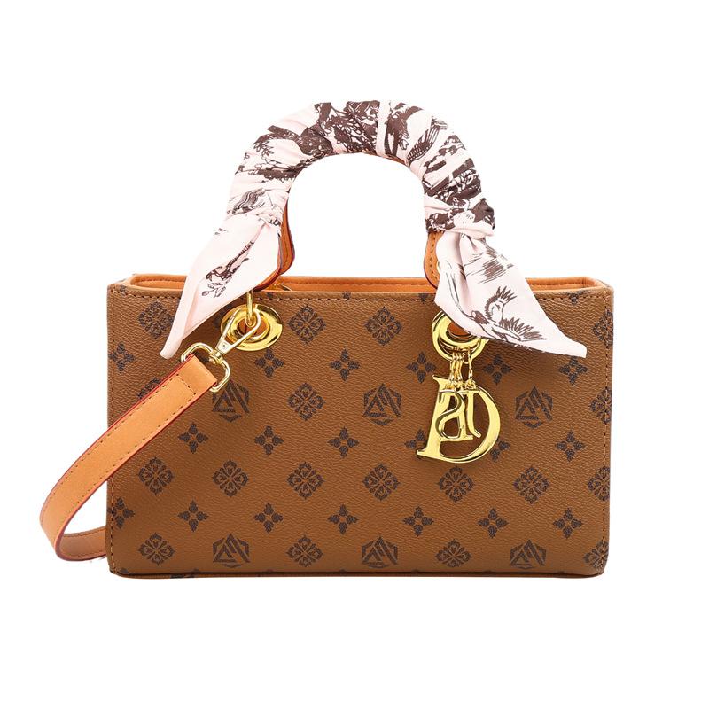 

Новый шелковый платок сумка принцессы Дианы маленькая квадратная сумка модная универсальная сумка через плечо коричневый