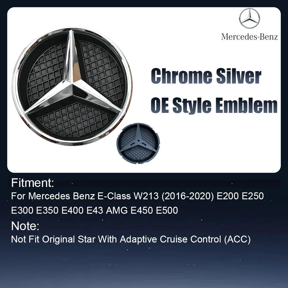 

Car Sticker For Benz New Silver And Black OE Style Front Grill Star Emblem Chrome Logo Badge Fit For Mercedes Benz E200 E250 E30