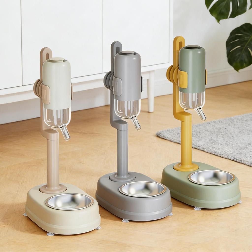 Leakproof Automatic Pet Water Feeder Detachable Bottle Suction Cup Base Elevated Drinking Bowl for Small Medium Dogs