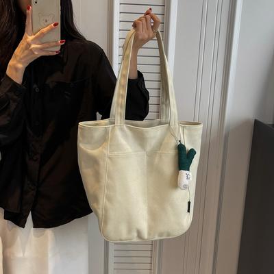 Versatile College Student Class Tote Bag Large Capacity Shoulder Tote Bag Casual Canvas Bag Women