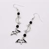 Handmade Gothic Bat Crescent Silver Earrings