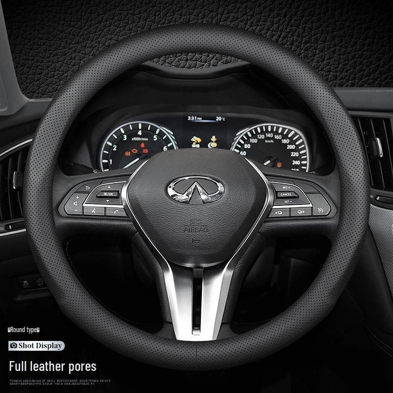 Genuine Leather Steering Wheel Cover for Infiniti QX50, Q50L, QX60, Q60, Q70, QX30