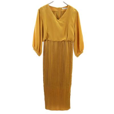 Nano&co Long Sleeve V-neck Waist Panel Long Dress F Yellow Women Used