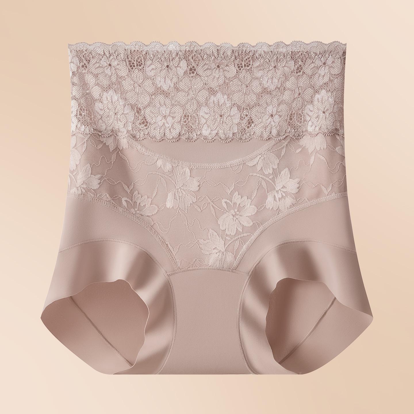 

National Style Seamless High-Waisted Tummy Control Lace Pants - Sexy, Comfortable, Butt-Lifting Mulberry Silk L (105-125 lbs)