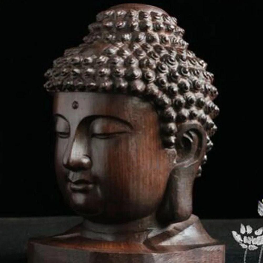 Hall Crafts Wood Tathagata Buddha Statue India Miniature Sakyamuni Statue Shakyamuni Creative Buddha Head Crafts Blessing