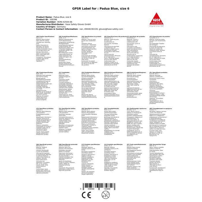 Work and Assembly Gloves Padua Blue Gr. 6