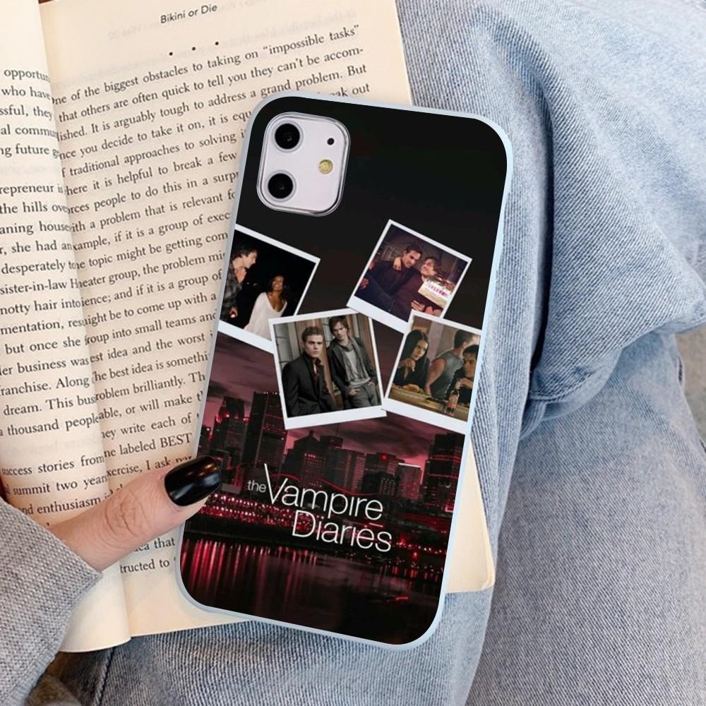American Movie The Vampire Diaries Phone Case For IPhone 14 11 12 13 Mini Pro Xs Max 8 7 6 6S Plus X XR Solid Candy Color Case