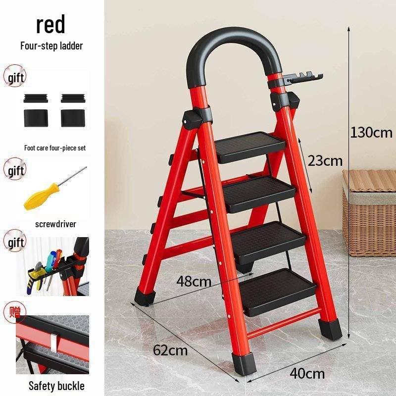 Немецкая 4-ступенчатая складная лестница-стремянка А-образной формы: Комнатный многофункциональный телескопический стул
