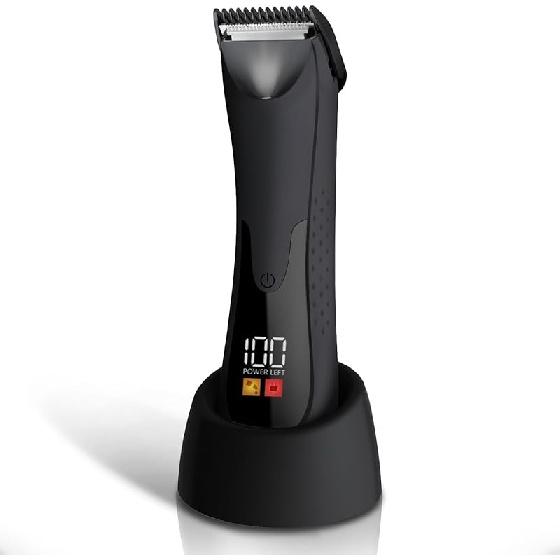 Groin Hair Trimmer - Electric Manscape Trimmer for Men, Waterproof Ball Trimmer for Pubic/Body/Groin Grooming with Ceramic Blade, LED Light, Charging чёрный
