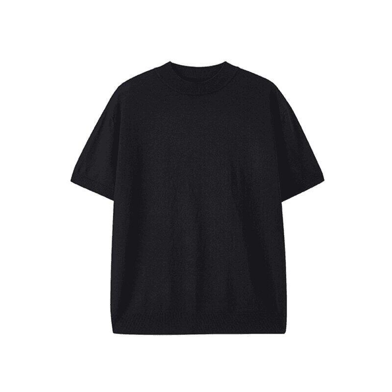 Knitted sweater short-sleeved men's summer thin cleanfit cool T-shirt minimalist loose round neck bottoming shirt