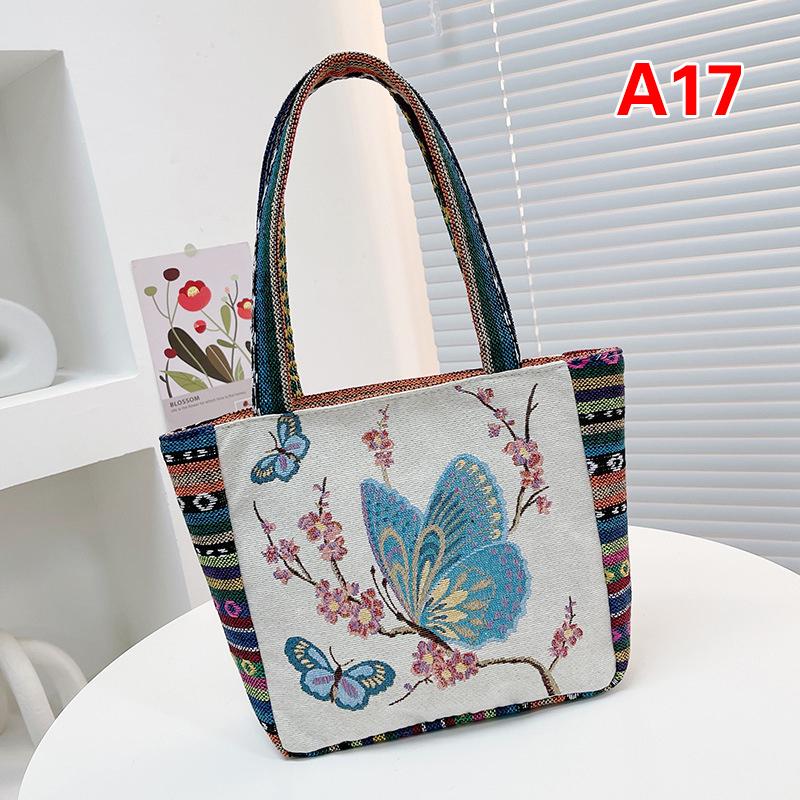 Ethnic Style Handbag Trendy Animal Embroidery Handbag Canvas Women Shoulder Bags Women Grocery Storage Pouch