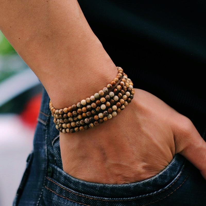 

Noter 5pcs Men Bracelet Set Natural 4mm Stone Braclet Obsidian Onyx Beaded Braslet Punk Jewelry Pulseira Masculina Gift For Him M 19.5cm 7.7Inch