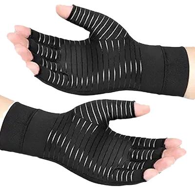 Sports Copper Fiber Health Care Half Finger Rehabilitation Training Gloves Anti Slip Breathable Pressure Gloves
