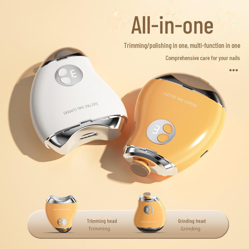 Mango-Shaped 2-in-1 Electric Nail Trimmer: Portable, Rechargeable, Splash-Proof & Pinch-Proof Clippers for Kids
