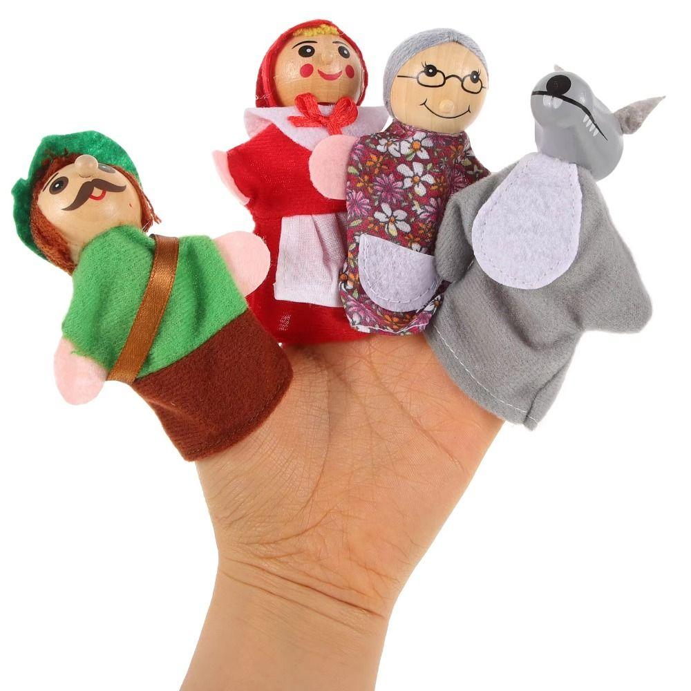 Mini Hand  Finger Puppets Cartoon Animal Animal Puppets Plush Dolls for 3 Pcs/4Pcs Educational Toys