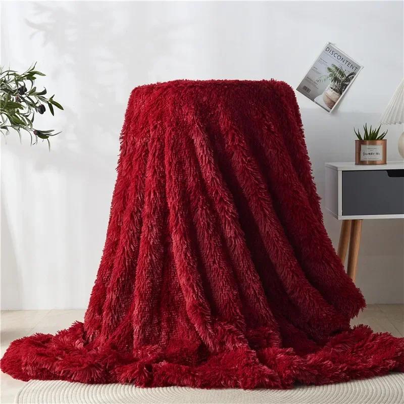 Modern And Simple Mink Fur Long Hair Blanket Four All Season Universal Multifunctional Solid Color Thick Blanket For Bed Couch