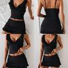 Swimsuit Women Pure Color Bikini Set With Ruffle Trim For Water Sports