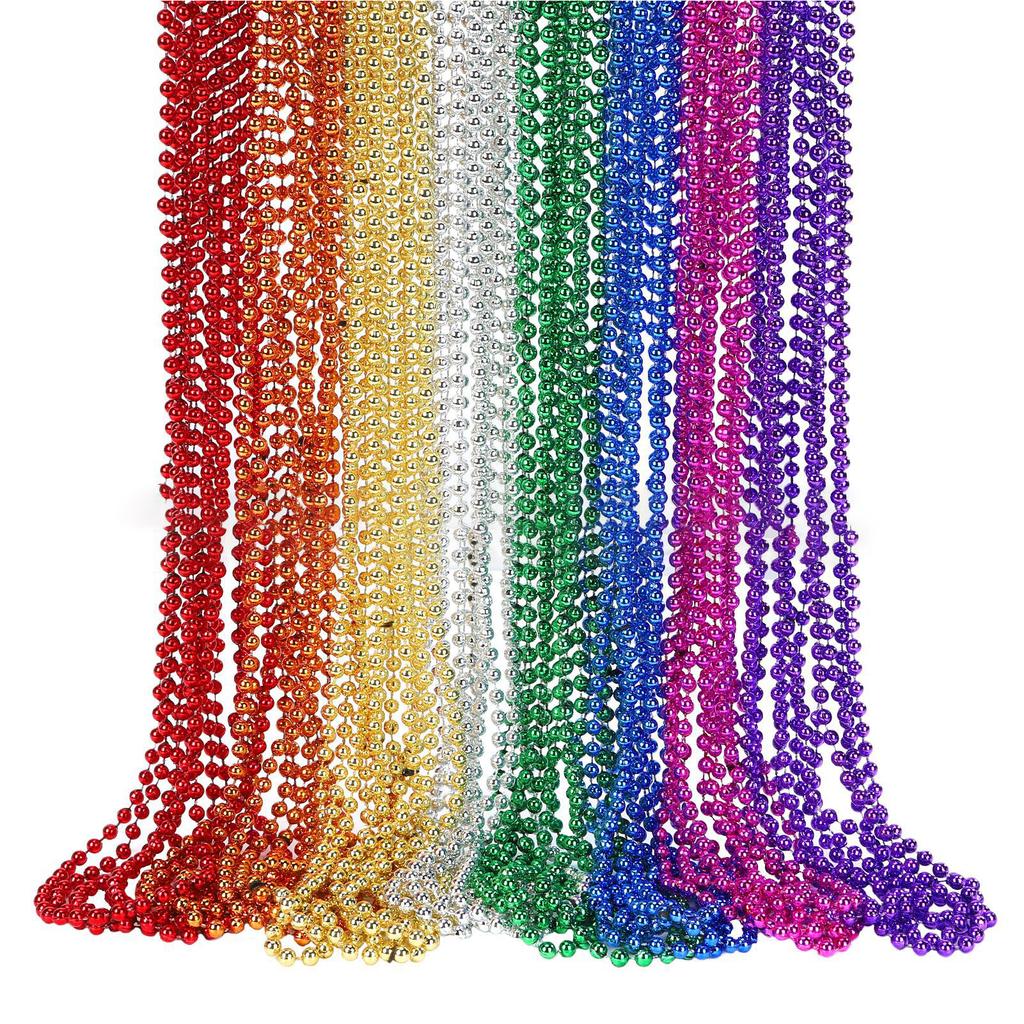 2025 48 Stück loser Satz - Violett, Silber, Gold, Grün, Party-Perlen, Wiederverwendbar, Karneval, Leicht, Dekoration (6MM84cm)