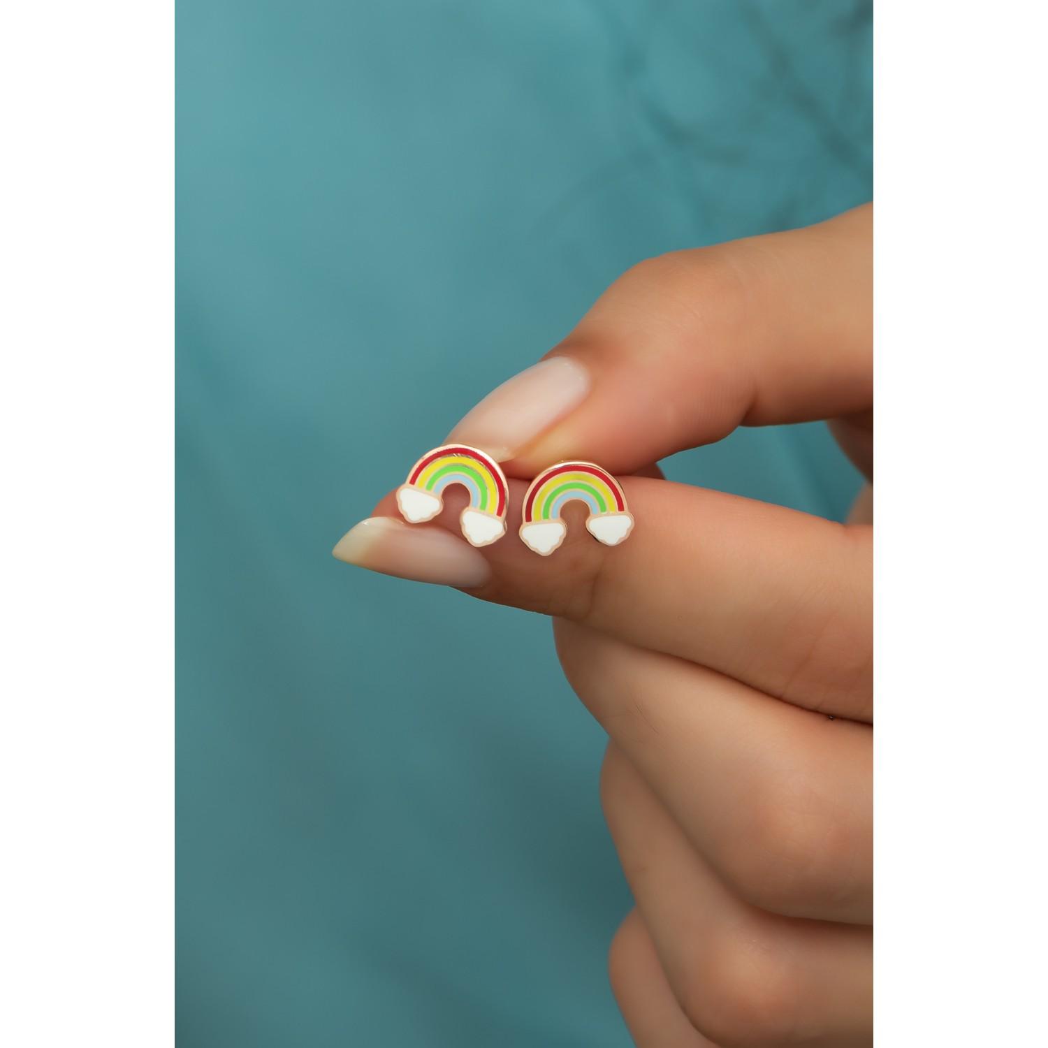 

Минимальные радужные серьги с эмалью из стерлингового серебра 925 пробы