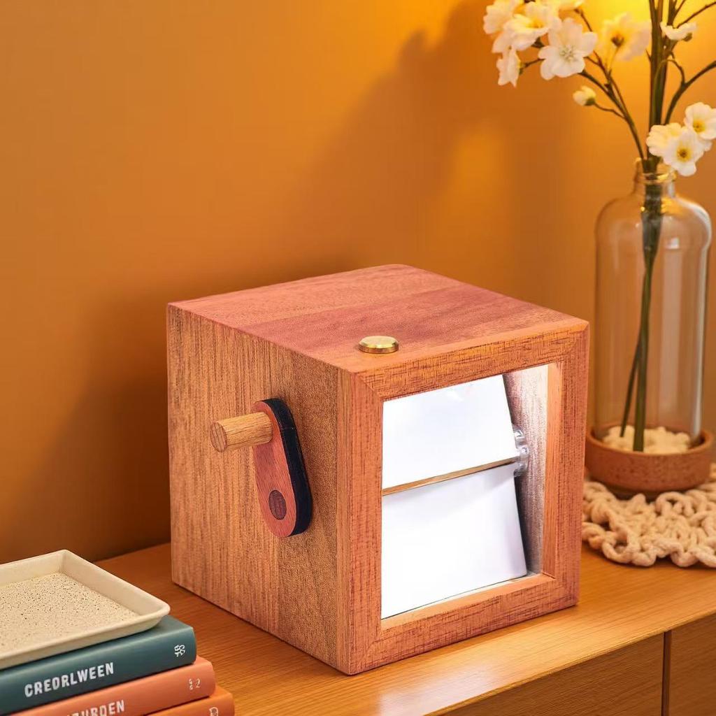 Custom Luminous Hand-Cranked Flip Book Photo Machine In Wooden Box - Unique Wedding Gift