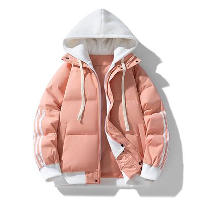 Autumn and Winter Men's Cotton-padded Clothes Fake Two Japanese Trendy Brand Hooded Jackets Loose and Thickened Cotton-padded Jackets