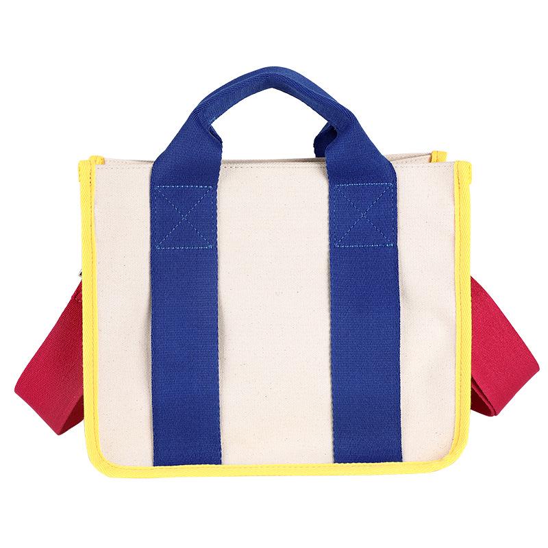 Korean Color Block Canvas Handbag Women's Fashion, Large & Small Sizes, Work & Casual Crossbody Bag