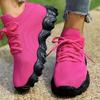 Fashion Rose Red Mesh Flat Vulcanize Shoes Women Summer Comfort Breathable Soft Sole Sneakers Plus Size Thick Sole Non Slip Casual Shoes