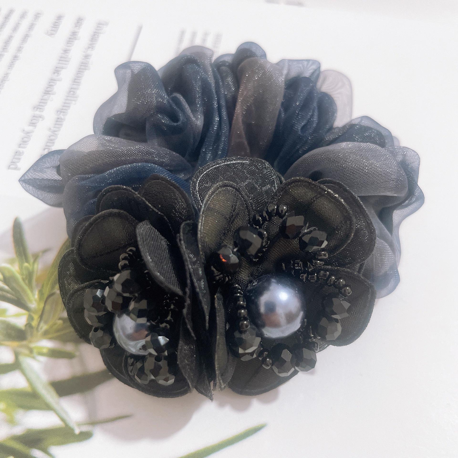 

Шелковая резинка для волос с цветком - Корейский стиль, аксессуар для пучка для женщин