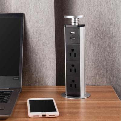 EU Plug USB Socket, Desktop Recessed Power Strip, Vertical Desktop Socket EU Standard