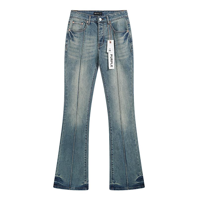 Purple Brand Ink Printing Meichao High Street Retro Ripped Casual Trend Denim Horn Pants Small Feet
