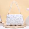 Elegant Women 3D Rose Floral Shoulder Bag Romantic Flower Pattern Pearl Handle Detachable Chain for Prom Graduation